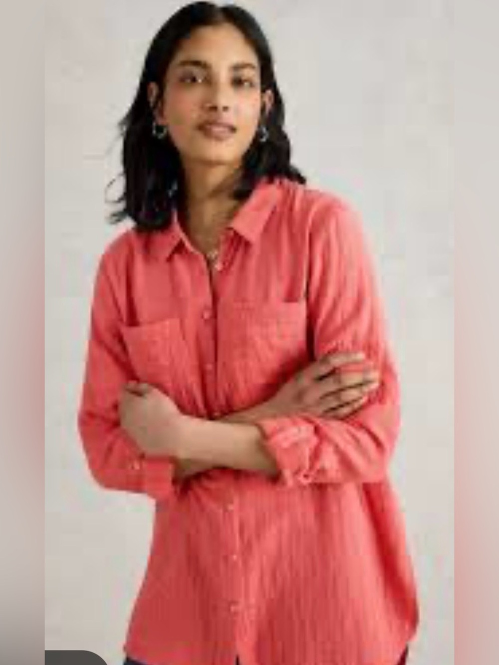 Style & Co Embroidered Button Down Shirt in Pink XL